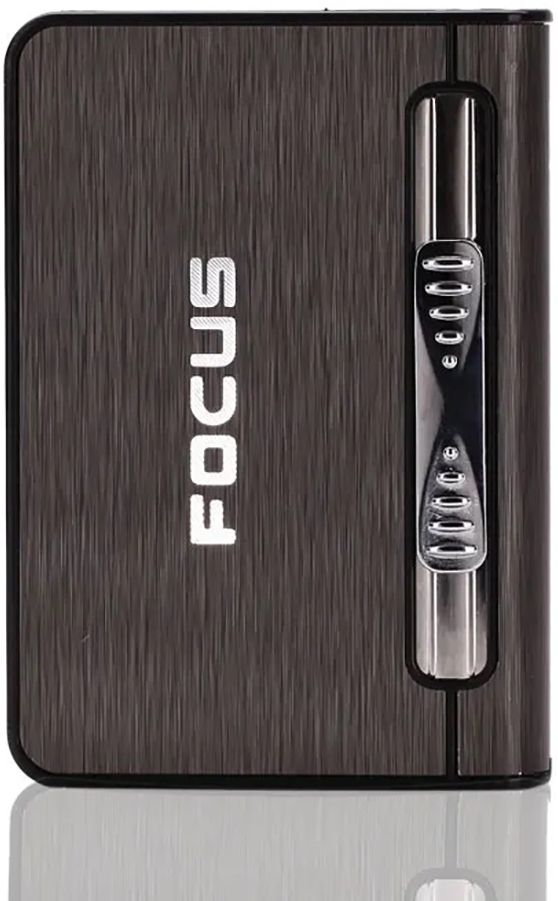 FOCUS Long Cloud Grey Cigarette Case with Inbuilt Lighter I Ideal for 84mm King Size 10 pcs Cigarette Pocket Lighter-image-32
