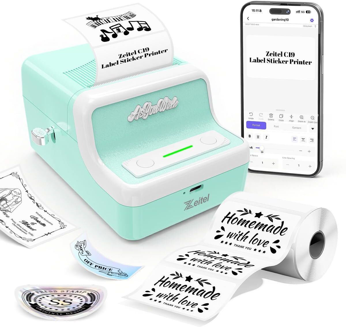 Zeitel Inkless Bluetooth Label Printer Thermal Label Printer-image-19