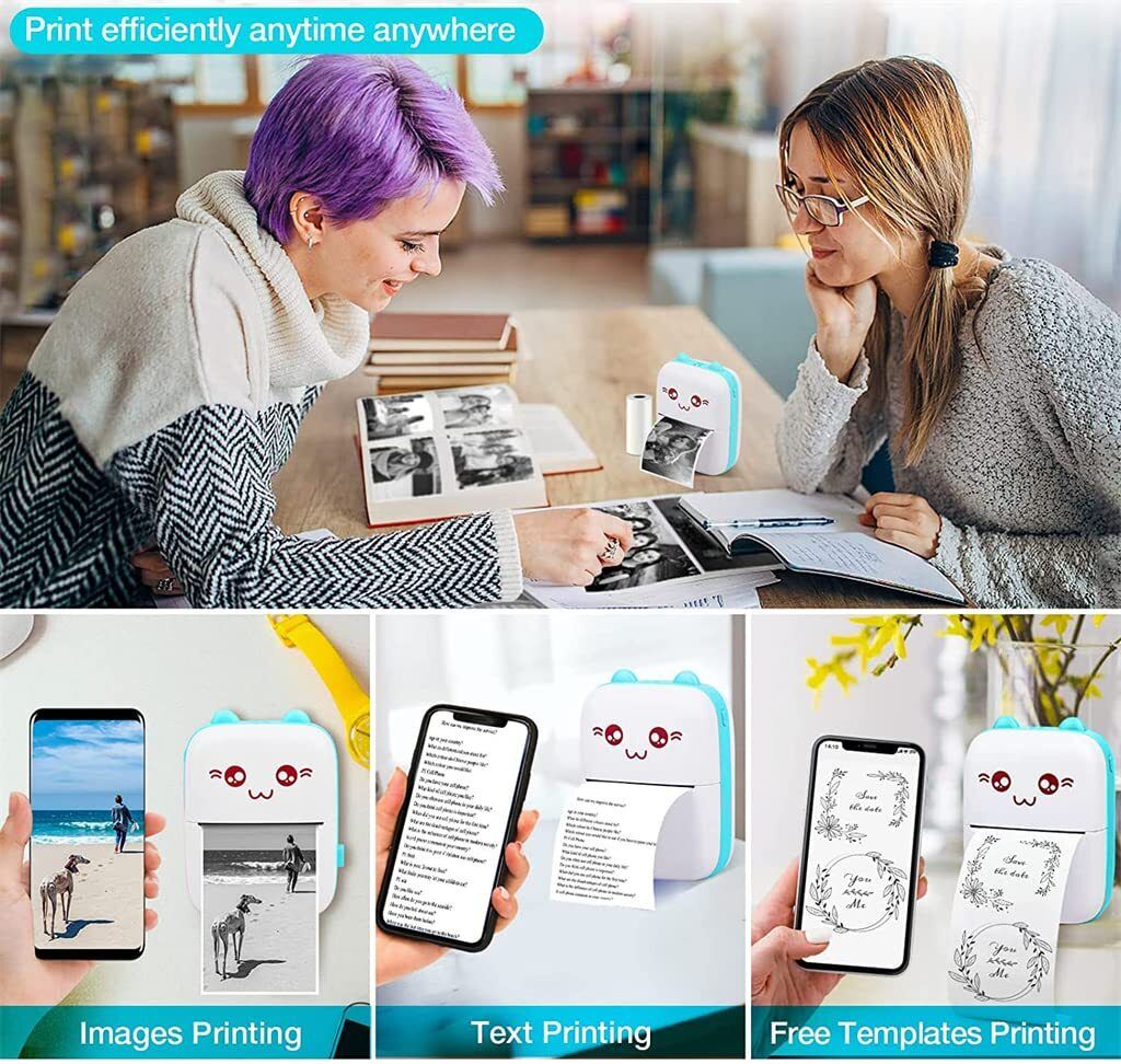 TECHEL Portable Thermal Printer for Kids Mini Printer (White) AKH27 zink technology-image-34