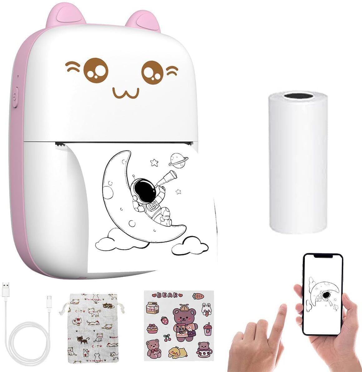 4uonly Portable Thermal Printer for Kids Mini Printer (White) AKH23 zink technology-image-12