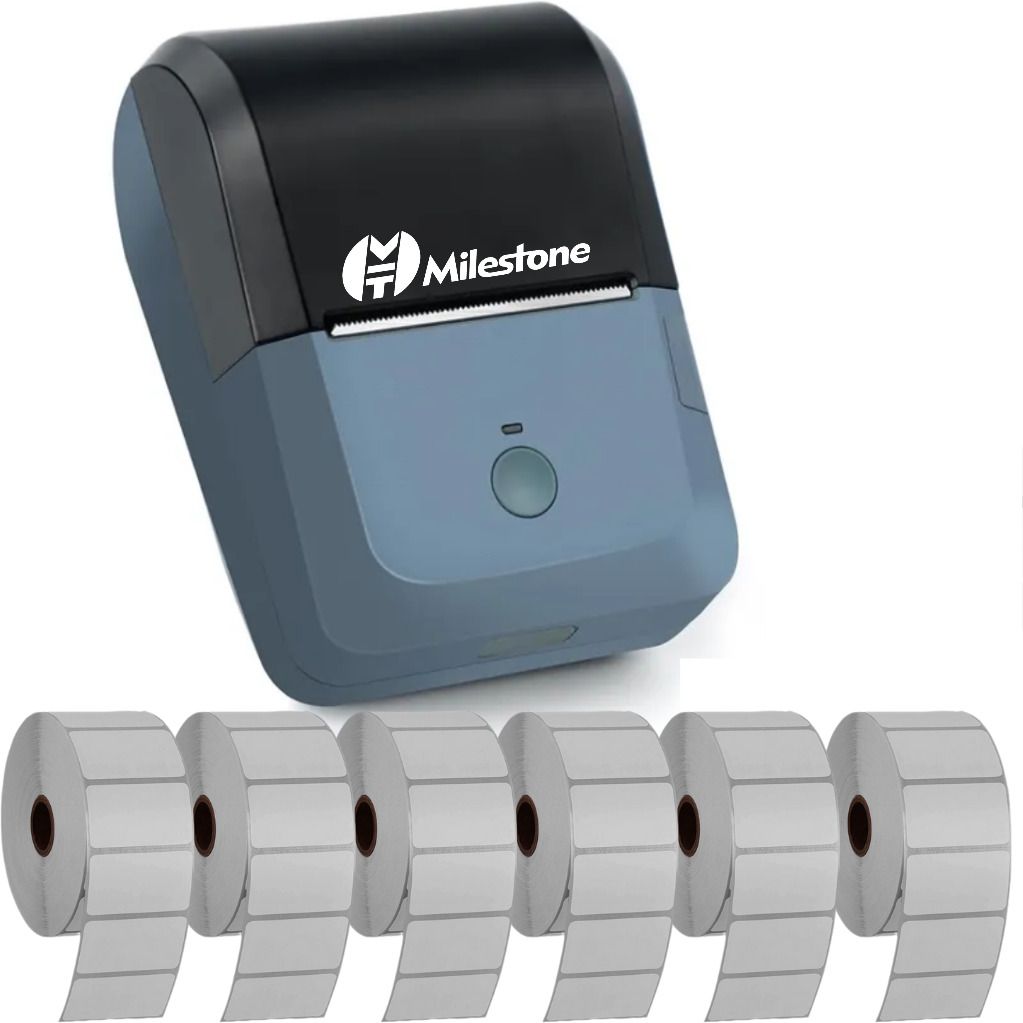 Milestone Y50 Thermal Label Printer For Mobile, Desktop With 6 Pcs 50×25 mm Label Roll Thermal Receipt Printer