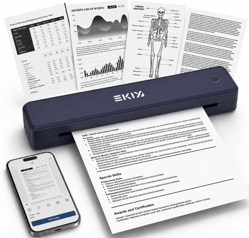EKIY 2026 Mini Wireless A4 Inkless Thermal Printer with Thermal Sheets Included Portable Rechargeable 2600mAh Type-C (Bluetooth/USB) | 1 Year Warranty (Blue)-image-28