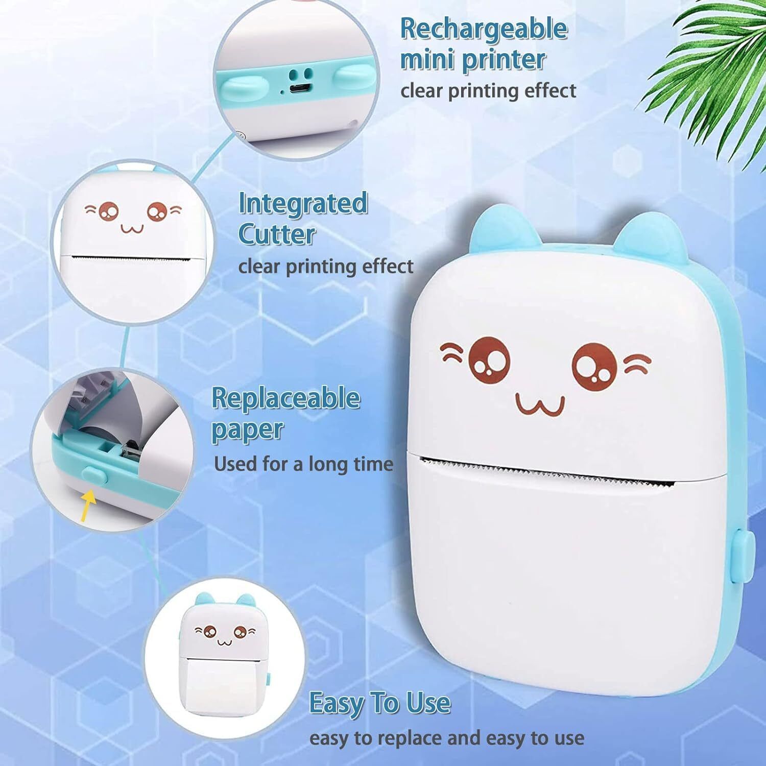 TECHEL Portable Mini Printer Bluetooth 2 roll xdf12 camera-picture-16