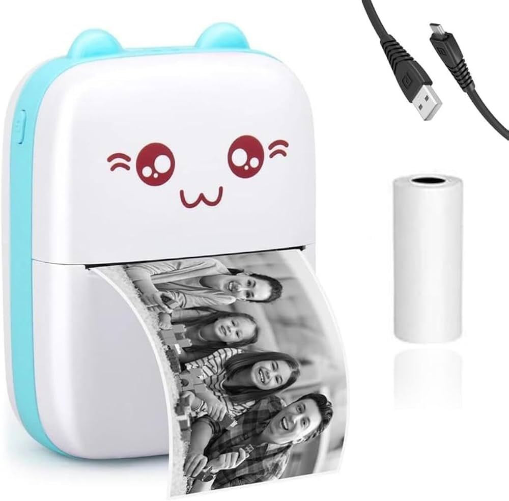 4uonly Mini Bluetooth Printer, Portable Label Printer 2 Roll of Print5 Multi-function Color Label Printer image 1