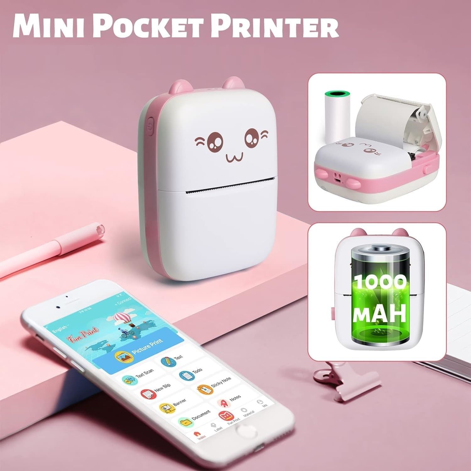 RHONNIUM Print Receipt Tags Mini Pocket Printer with USB Cable Thermal Receipt Printer-picture-28