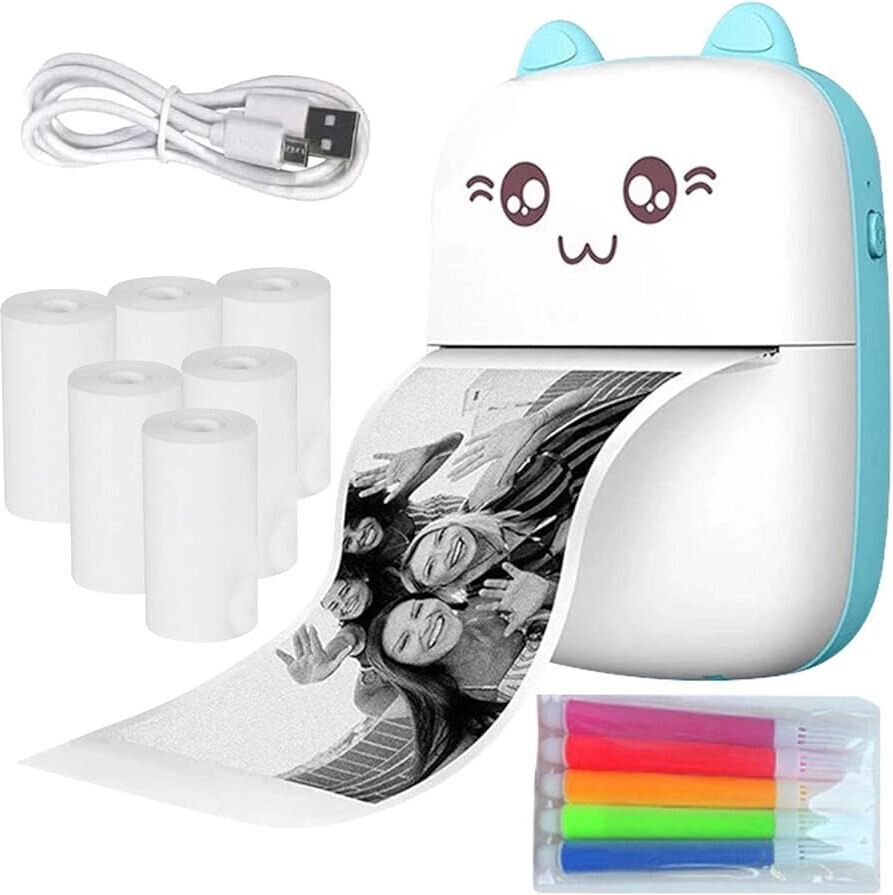 EVAAENTERPRISES BLUE MINI PRINTER ( Bluetooth Thermal Print) POCKET PRINTER