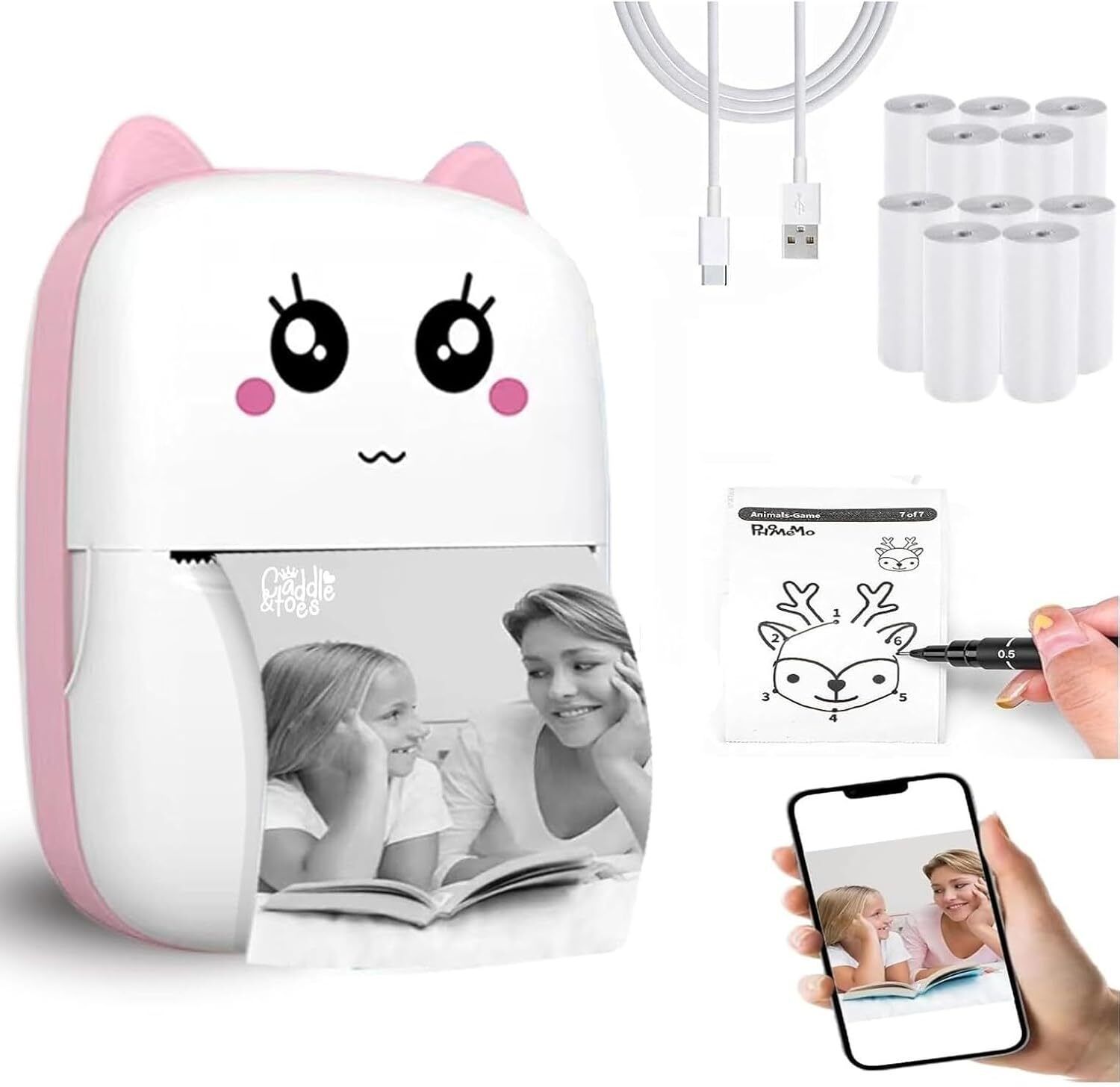 IMMUTABLE Portable Thermal Printer for Kids Mini Printer (White) AKH35 zink technology-picture-32