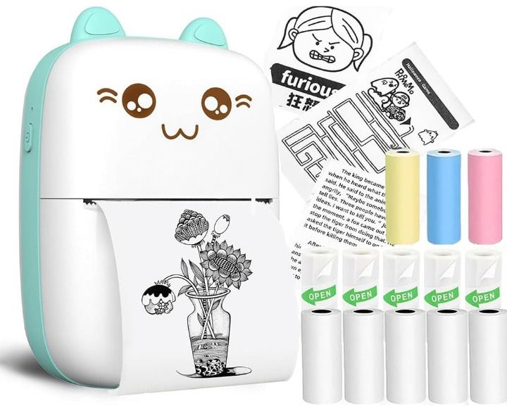 Sachii Mini Bluetooth Thermal Printer, Portable Label Printer for Android & iOS System Multicolor