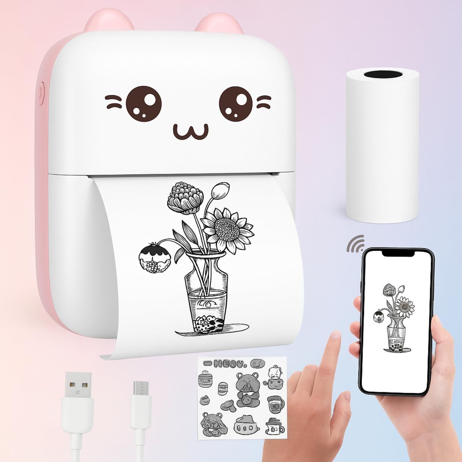 TECHEL Portable Thermal Printer for Kids Mini Printer (White) AKH2 zink technology-picture-19