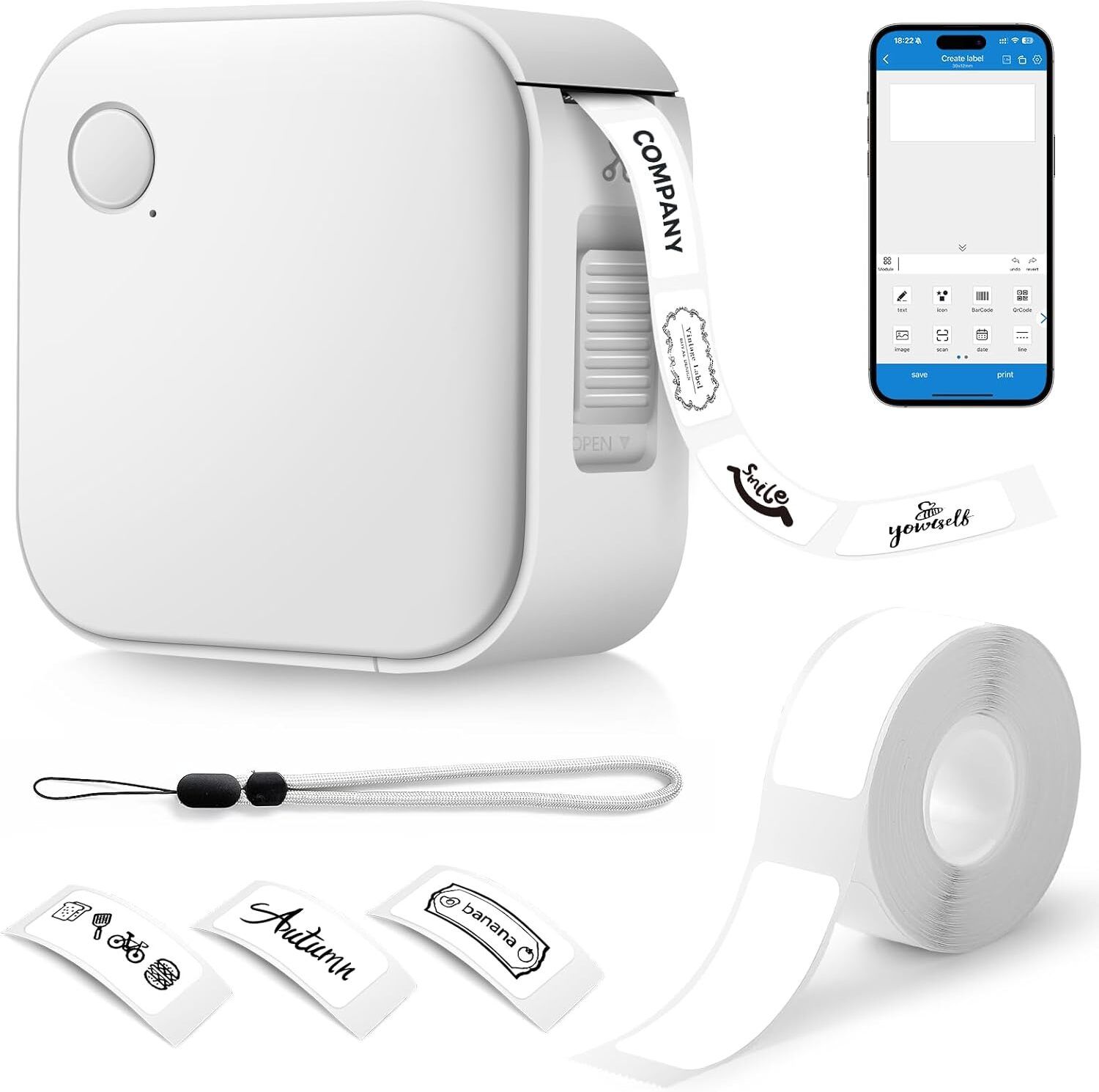 OnlyU Palm-Sized Bluetooth Wireless Label mini Printer|Connect(iOS/Android) Ideal for Home,Office,School&Small Business|Rechargeable 600mAh Inbuilt Battery-image-17