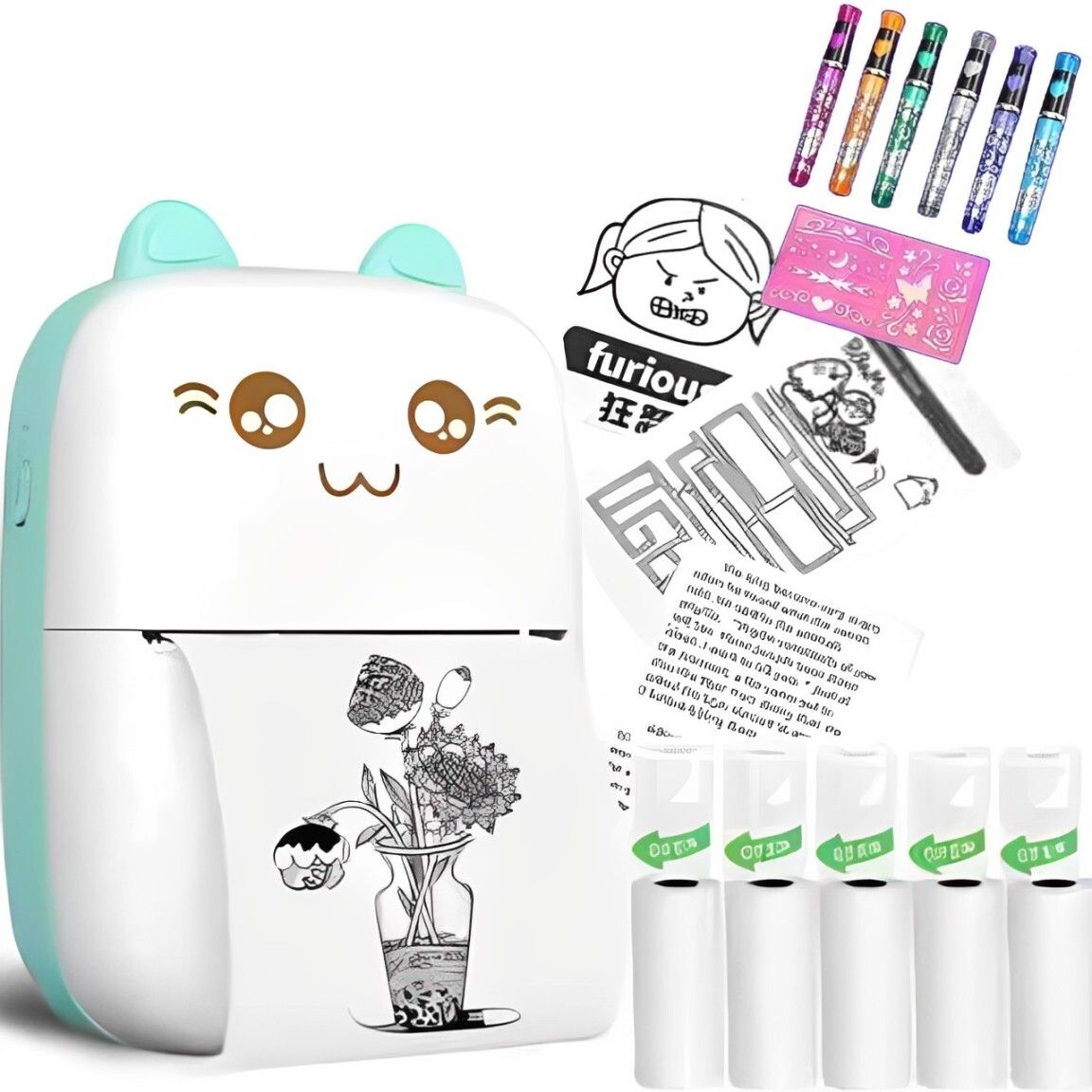 Premio Coppex Mini Bluetooth Thermal Printer+FREE 6-Piece Temporary Tattoo Pen Kit Mini Bluetooth Thermal Printer, Portable Label Printer Inkfree Printer-picture-38