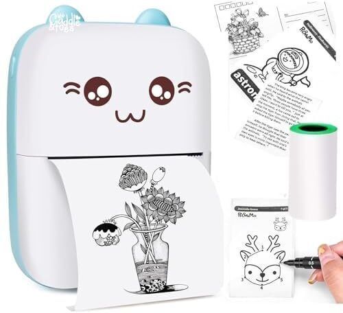 HIRVA Mini Bluetooth Thermal Printer, Portable Label Printer Thermal Printer