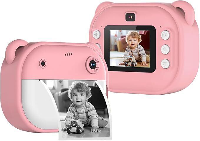 Premio Lusso Kids Thermal Printing Camera Rechargeable and Creative Fun [Pink Color] Thermal Pocket Camera For Kids Fun
