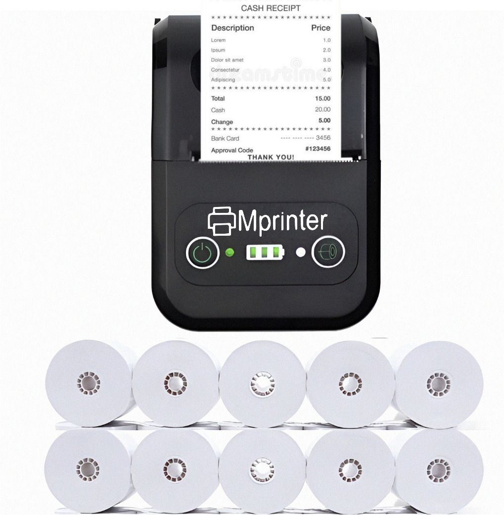 Mprinter MPT-II 58mm Bluetooth+USB Receipt Bill Printer for Shop Restaurant + 10pcs Roll Thermal Receipt Printer-image-11