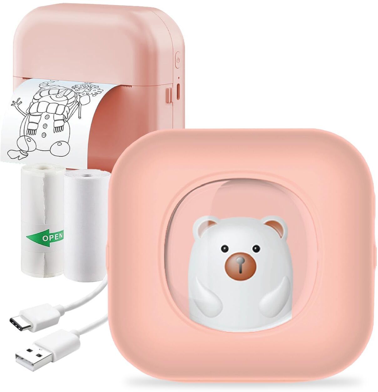 Wembley Mini Bear Themed Thermal Printer Wireless & Rechargeable Color Printer for Kids Mini Bluetooth Printer-picture-32