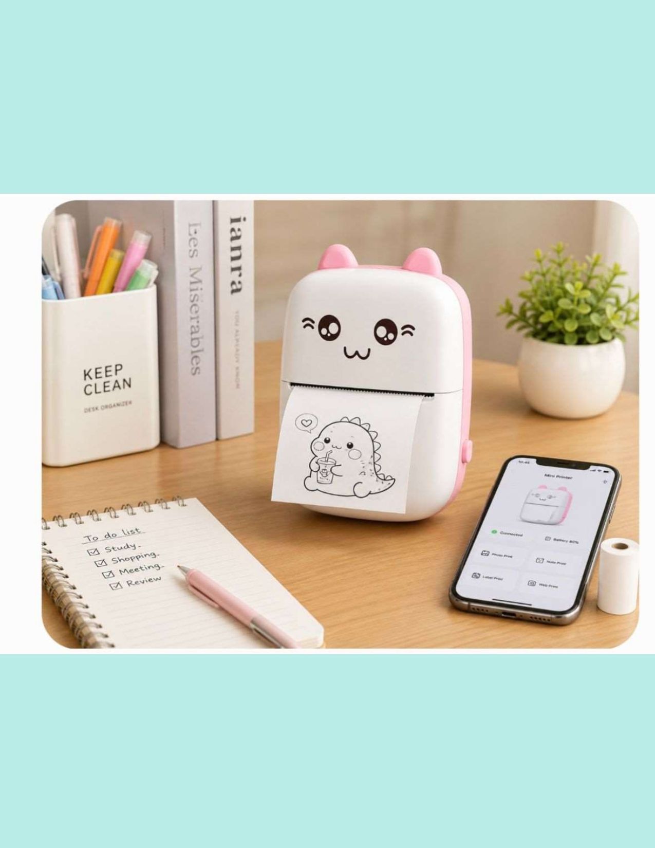 VEXLO Mini_Pocket_Printer No Ink Required | Print Notes, Photos, Doodles (Cute Pink Design)-image-4