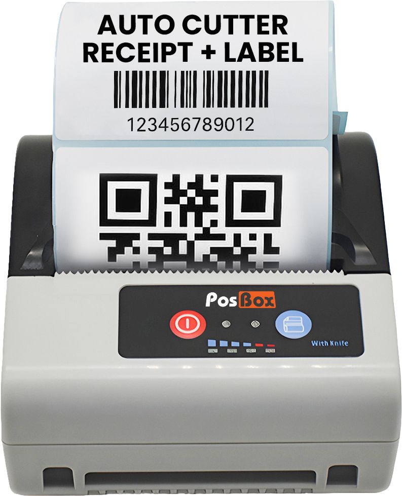 PosBox 3 Inch 2 in 1 Label + Receipt Printer With Auto Cutter Bluetooth connectivity for Billing and Labels-image-4
