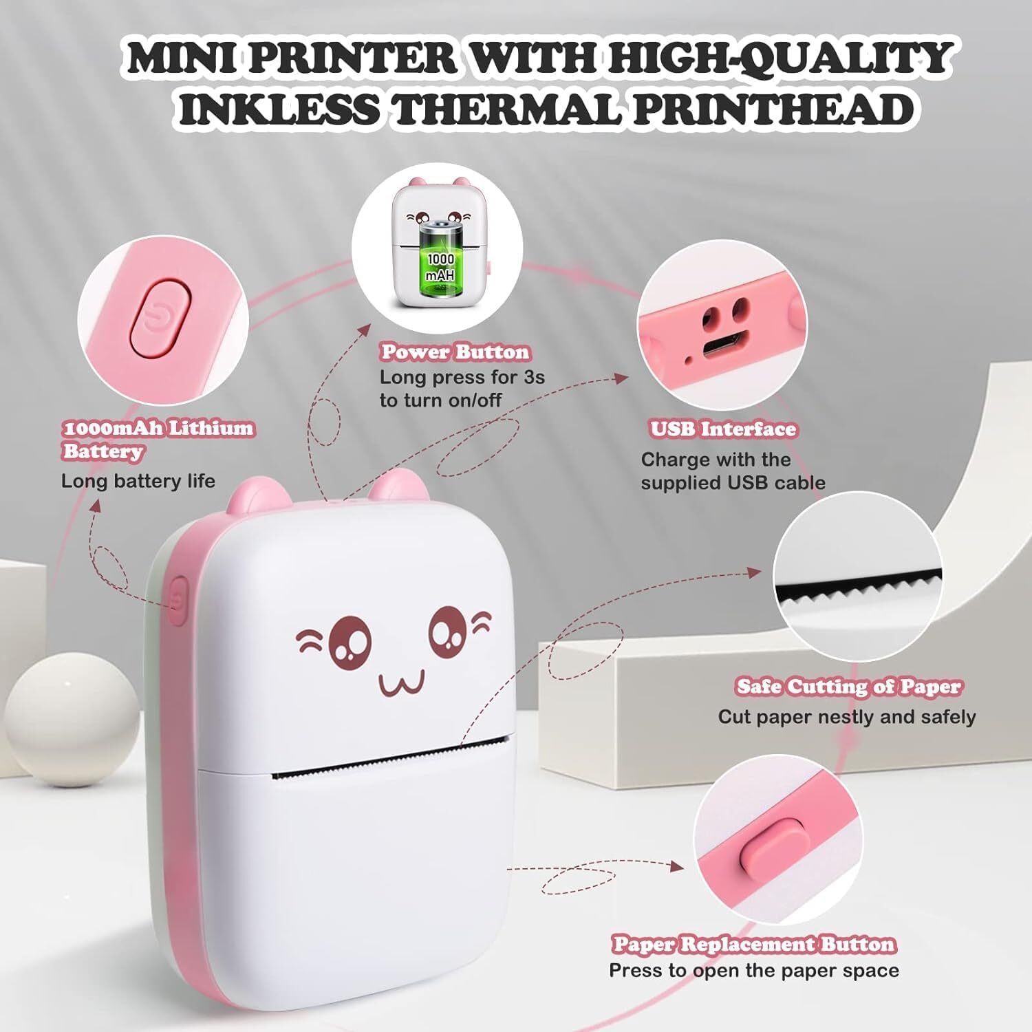 ASTOUND Document Printing Mini Bluetooth Thermal Printer Thermal Receipt Printer-picture-31