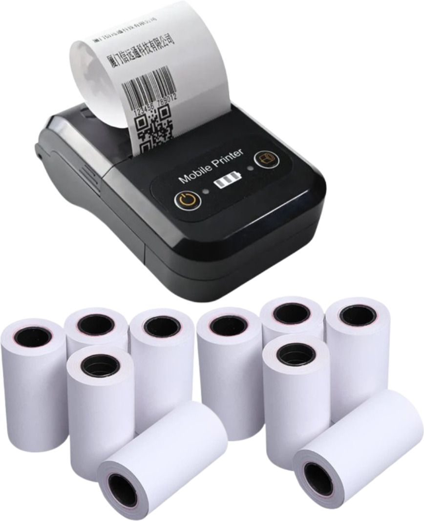 F2C Thermal Bluetooth Receipt Printer 2 inch for billing With 10 Rolls Bluetooth and USB