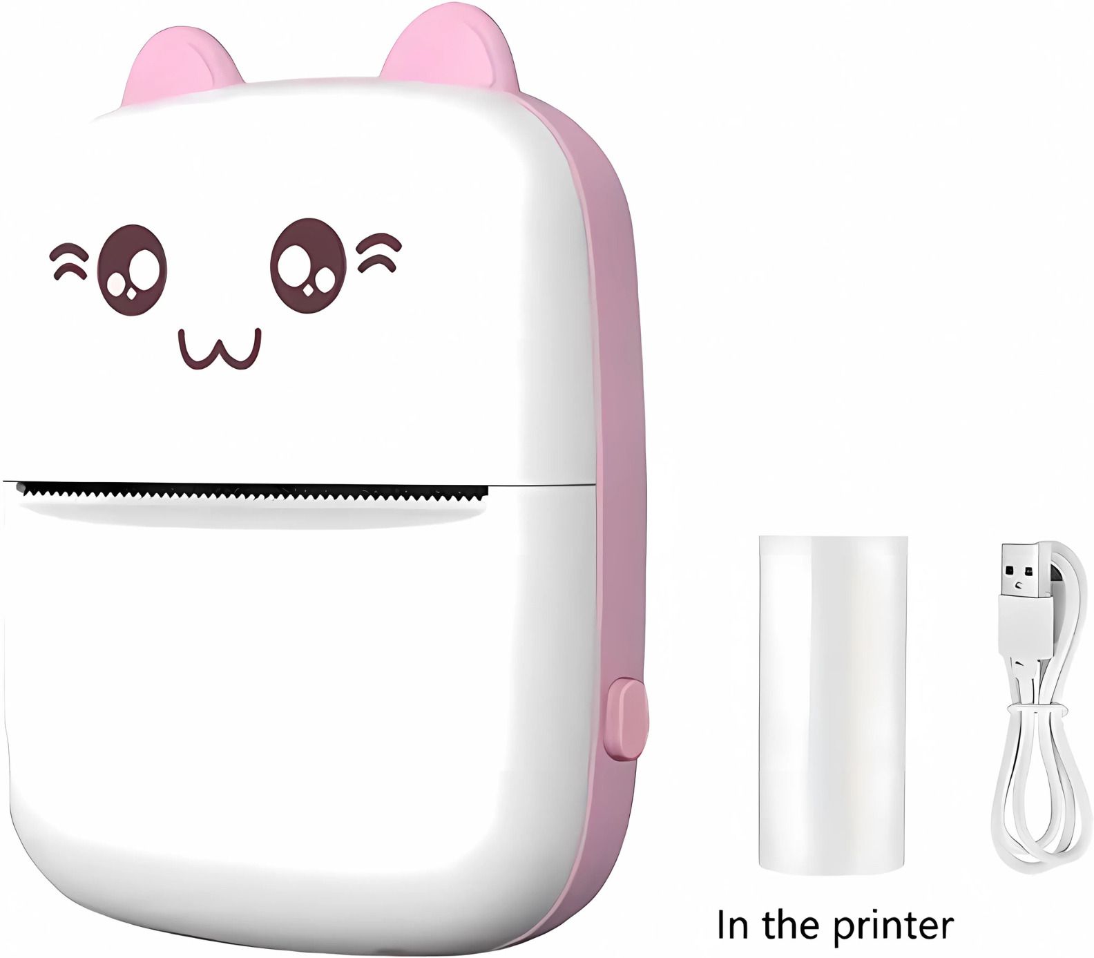 MANSAA Pocket Printer for Kids – Portable Bluetooth Instant Printer No Ink Required | Print Notes, Photos, Doodles (Cute Pink Design)