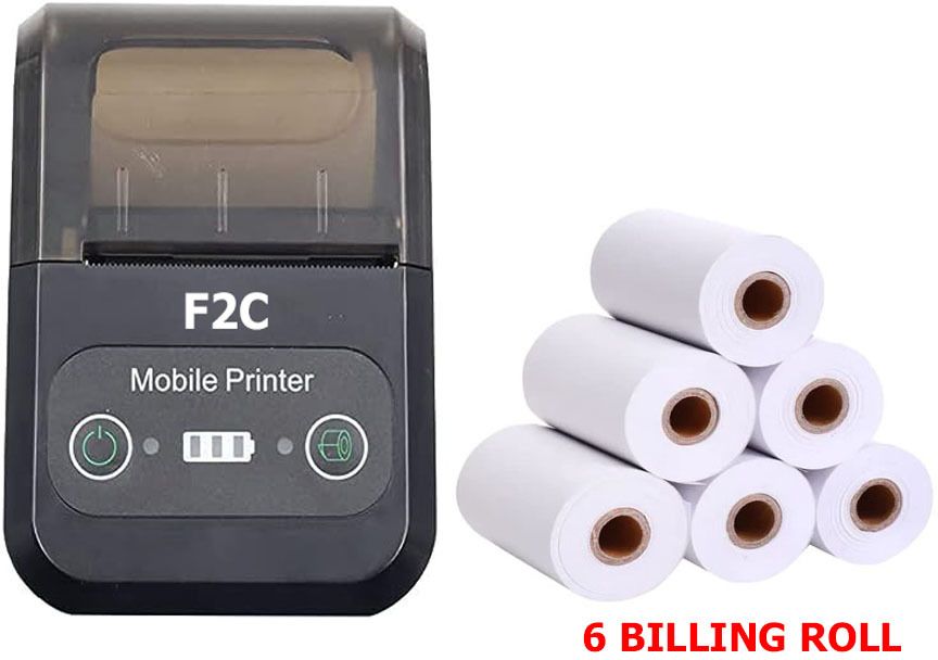 F2C 2 inch Bluetooth Thermal Receipt Printer with 6 Rolls Thermal Portable USB Mini Wireless Printer