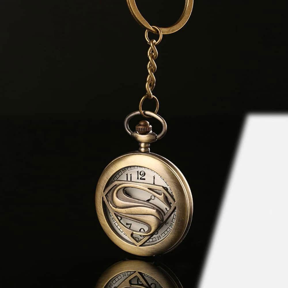 Tiny Tim Superman Vintage Pocket-Watch Antique Gandhi Style Metallic Key Chain Best Gift Superman Antique Pocket Watch Bronze Metal Pocket Watch Chain-picture-45