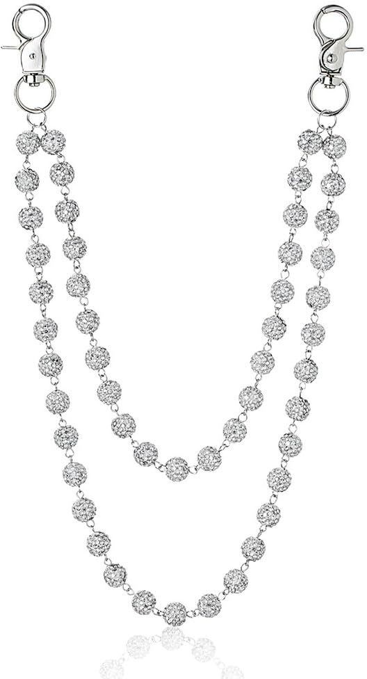 gustave Sparkly Ceramic Beads Two Strand Wallet Chain for Men Women Jeans Bags Sparkly Ceramic Bead Wallet Chain Rhinestone Ceramic Pocket Watch Chain-image-24