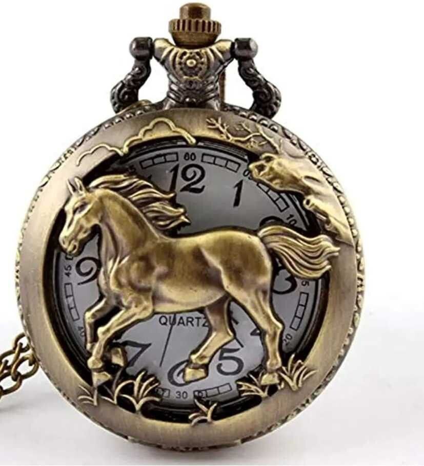 SB FASHION POINT Horse Theme Designer Pocket Watch SBW006 0 0 Pocket Watch Chain-image-0