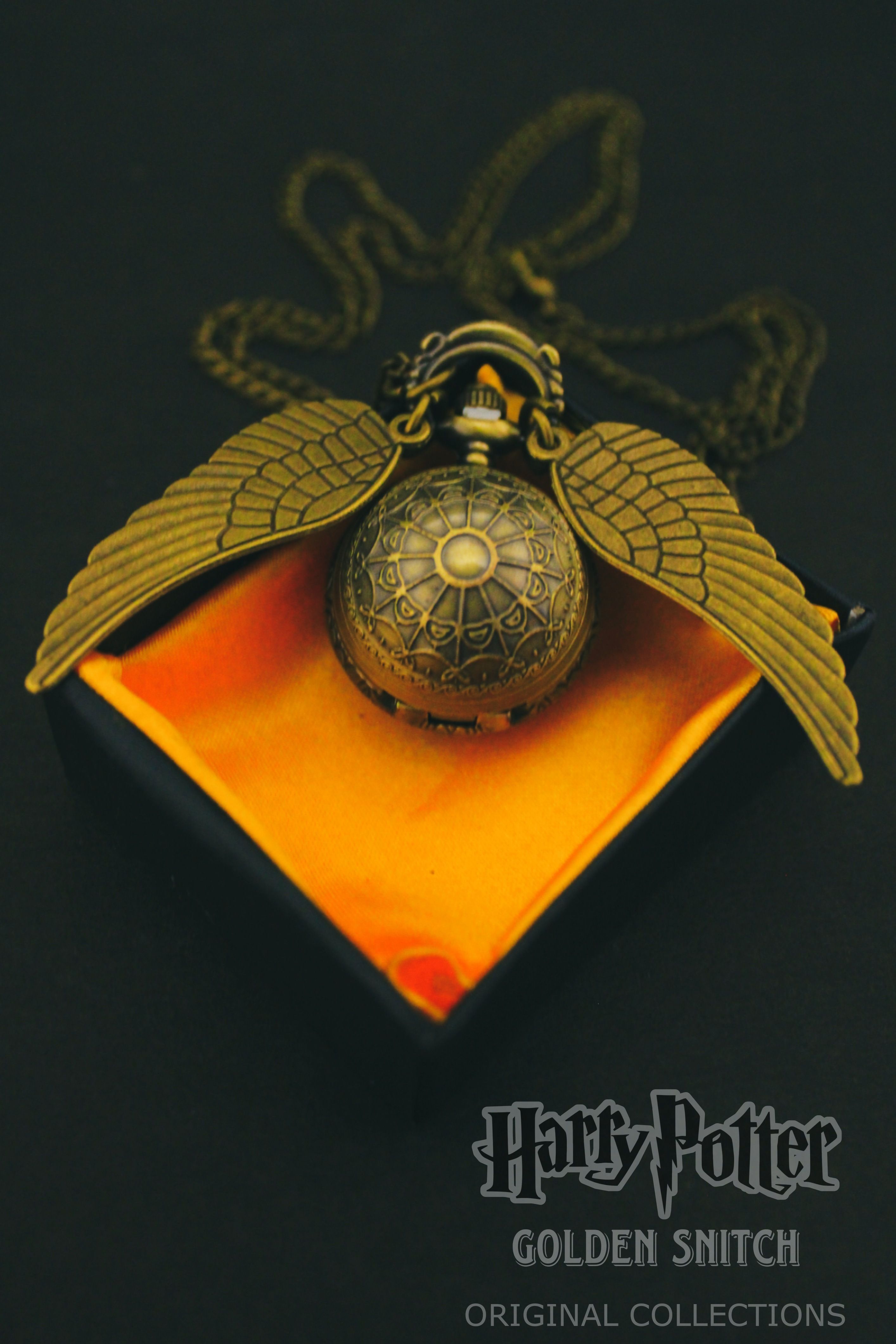 Wodec HARRY POTTER GOLDEN SNITCH BALL-POCKET WATCH COLLECTIONS PKT01 METALLIC GOLD IRON Pocket Watch Chain-image-4