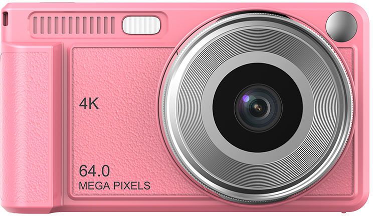 dkian Mirrorless Kids Digital Camera Point and Shoot 1080p Anti Shake 64Mp Portable light pink