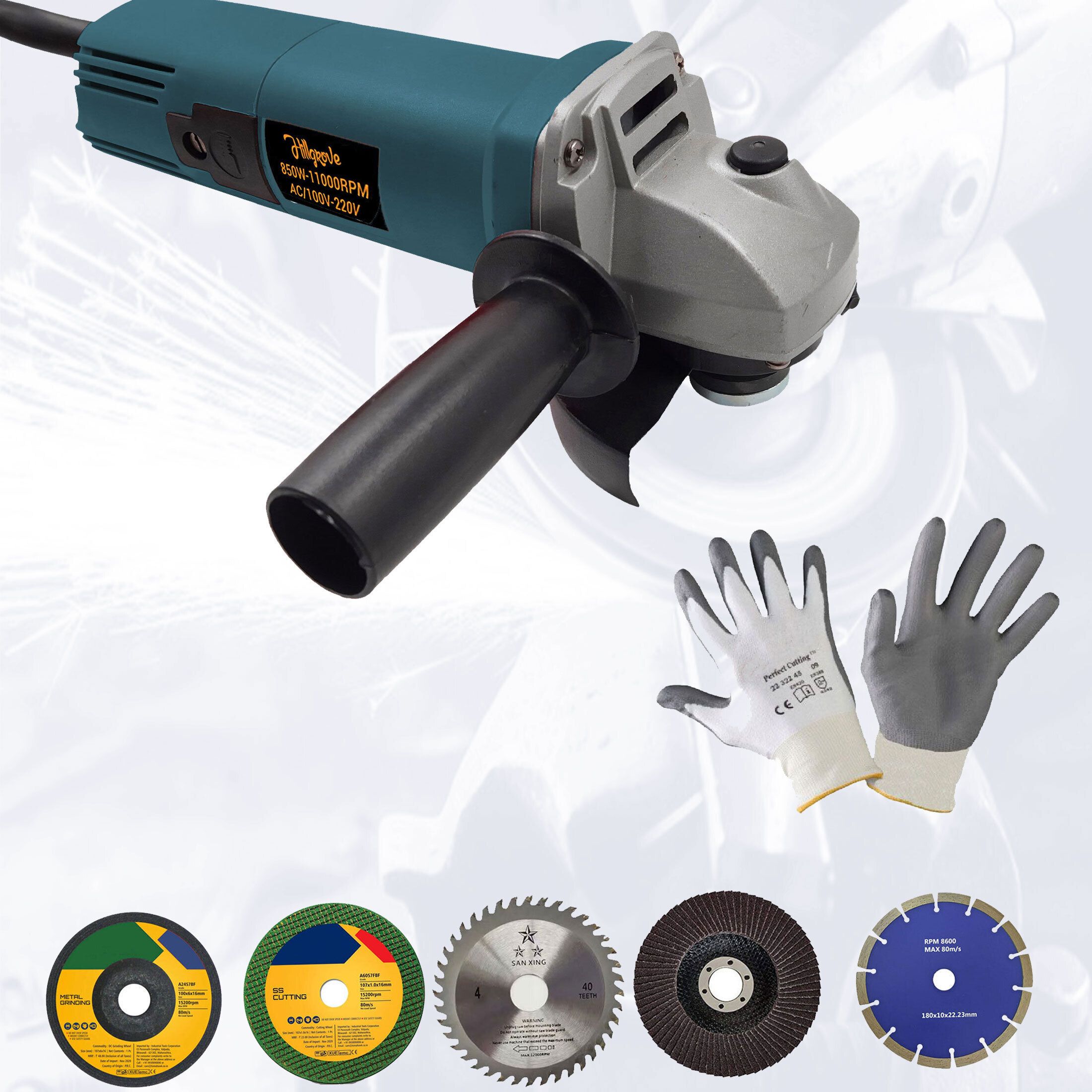 100% Copper Winding HGCM938M6 Grinder Machine with 5Pcs Wheels 100% Copper Winding HGCM938M6 Grinder Machine with 5Pcs Wheels Metal Polisher-image-26