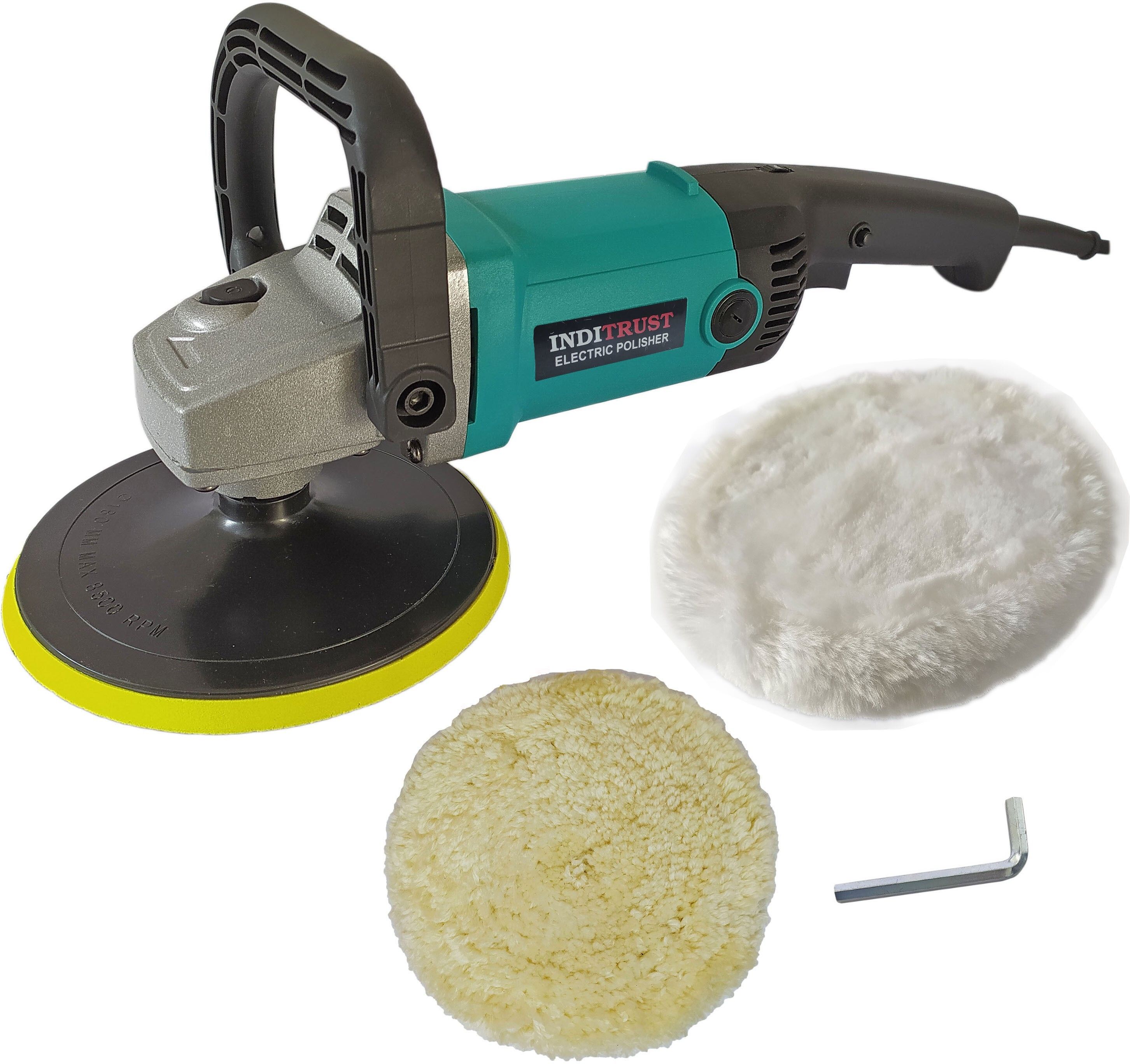 1500W 7Inch Electric Car Polisher Machine With Backup Pad And Wool Buffing Pad WITH 6 MONTHS WARRANTY Double Insulated With 6 Speed Adjustment Option Portable Vehicle Polisher-image-33
