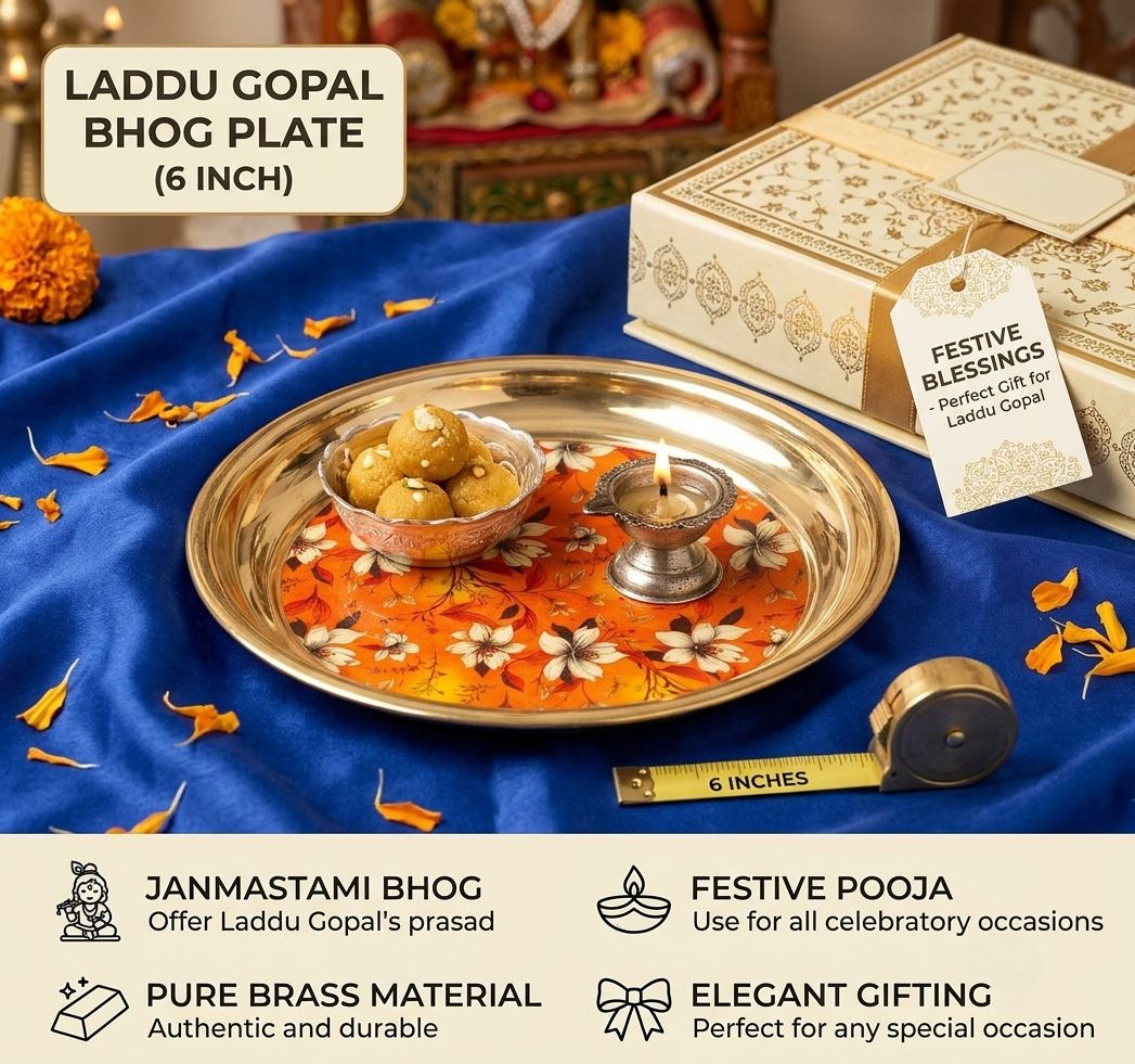 Heritage Antique Finish Bhog Plate Brass-image-10