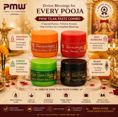 pmw Tilak Paste Combo Pack of 4|40g Each|Hanuman Sindur,Kumkum,Kubera&Black Chandan Bamboo-picture-25