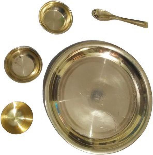 Laddu Gopal Thali Set Pooja Thali Set Ktori,spoon,thaali,glass Gold-image-37