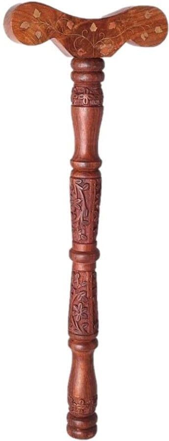 Wooden T-Shaped Yoga Danda for Improved Breath Flow in Nostrils and Practices Support Stick - 19 inch-image-26