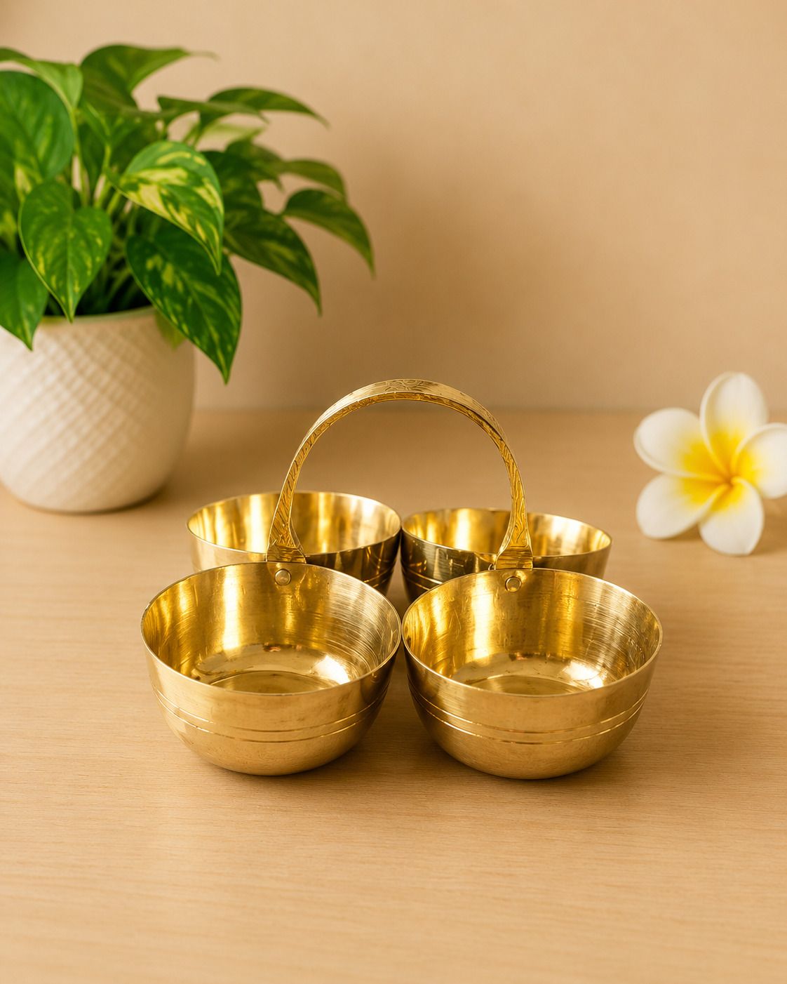 Brass Pooja Katori Set with Handle Brass, Gold-image-8