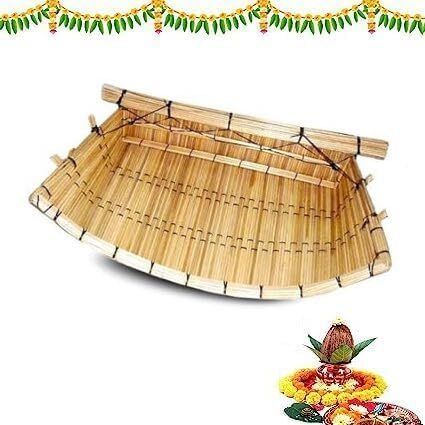 Bamboo HandCrafted Plain Bamboo Soop / Sup / Muram / Moram for Pooja and Winnowing Storage Basket-image-47