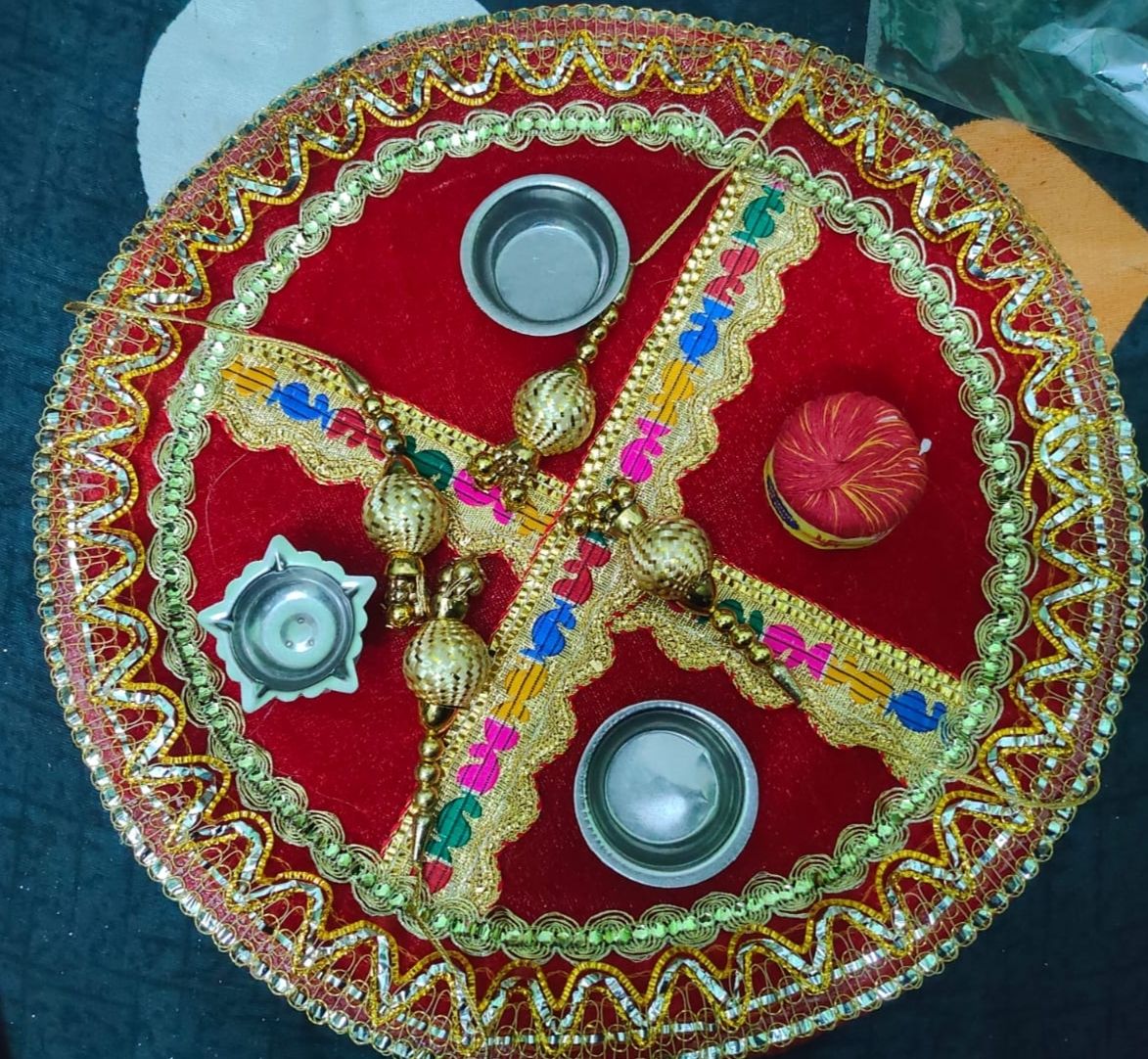 10 inch silver plated jaimala thali set, puja thali Silver