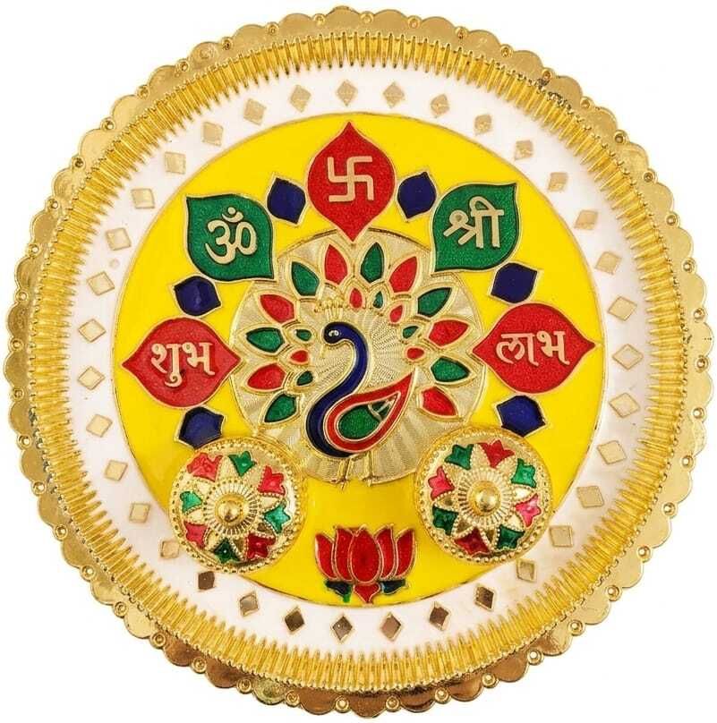 Dream Mart Traditional Festive Pooja Thali Set Gold-image-11