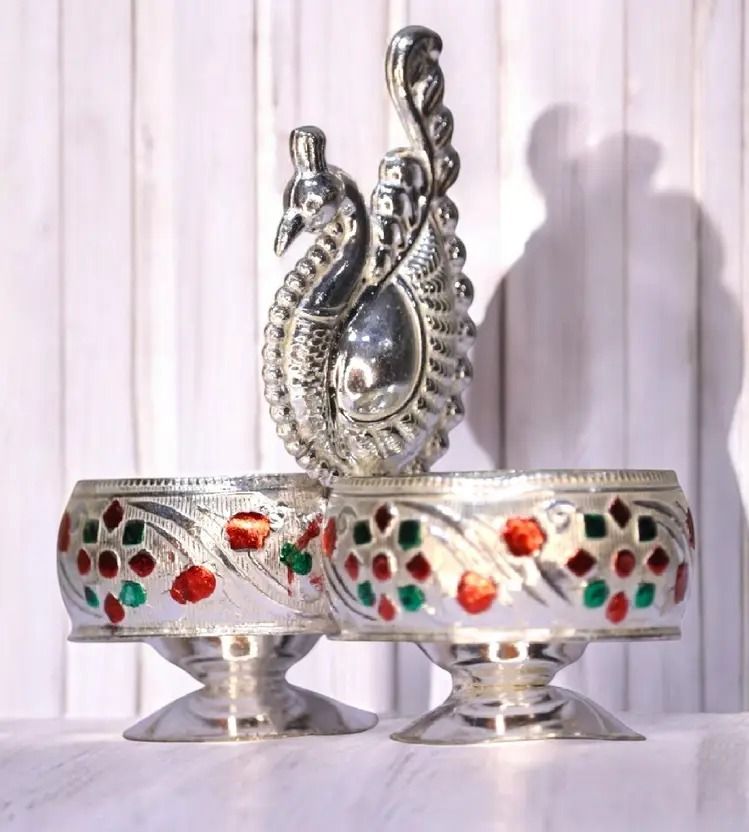 radha rani creation Cup Meenakari Panchwala Kum Kum Bharani For Home Pooja Decore Silver-picture-17
