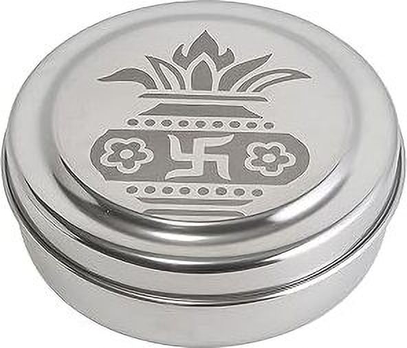 Stainless Steel Kumkum Box for Pooja | Silver Finish Roli Chawal Container | Stainless Steel, Silver-image-18