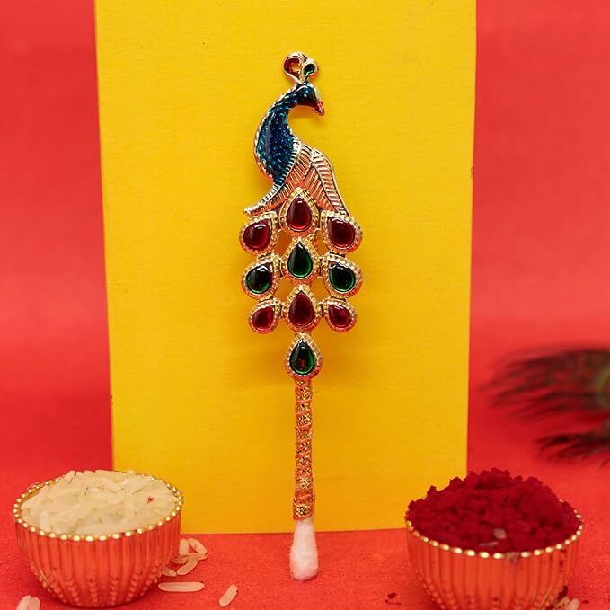 morel PEACOCK TILAK STICK AND Finger Ring Clapping Ghungroo COMBO Gold-picture-1