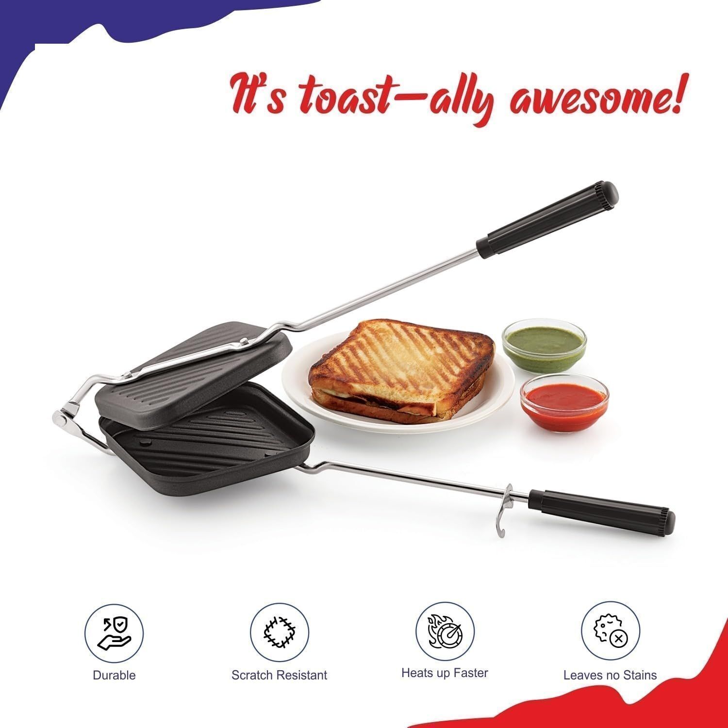 Premium Non-Stick Aluminium Grill Sandwich Toaster/Sandwich Maker/Gas Toaster 200 W Pop Up Toaster
