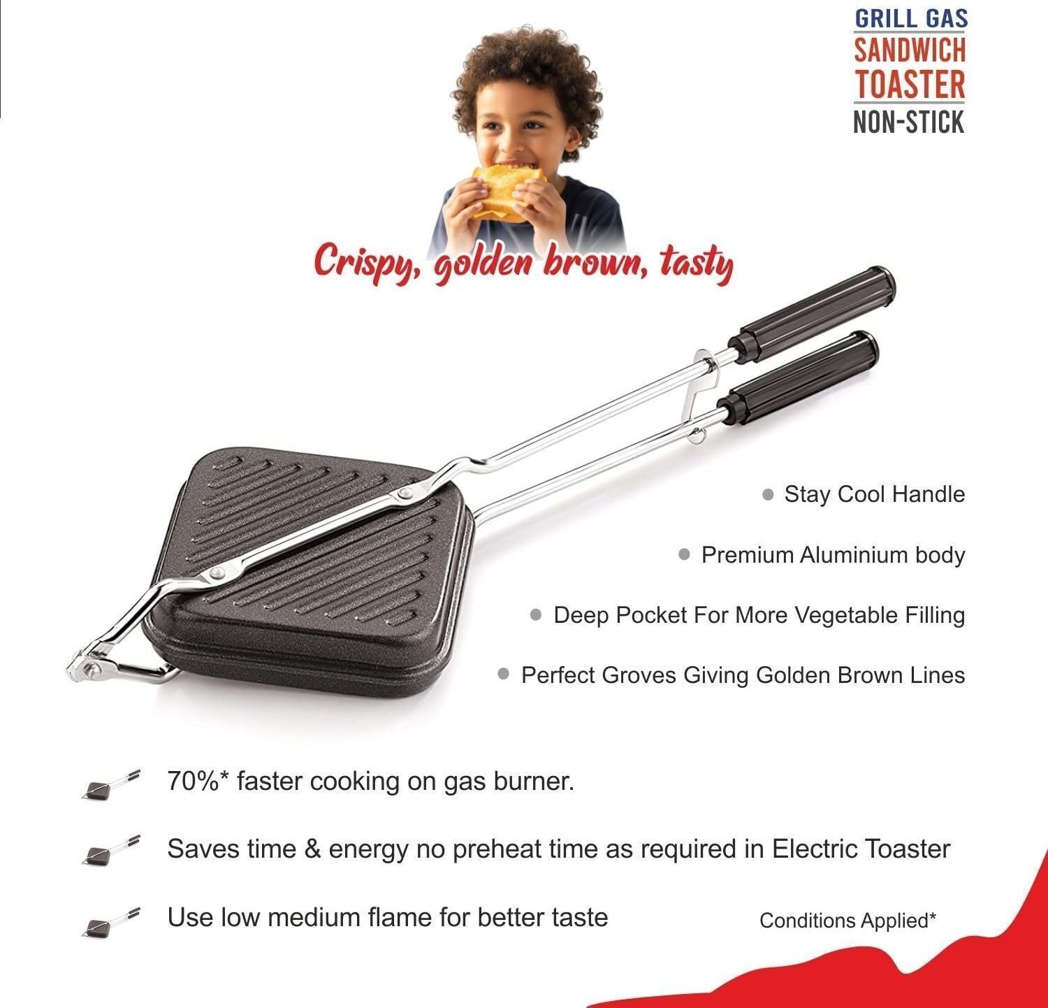 Permium Non-Stick Aluminium Grill Sandwich Toaster/Sandwich Maker/Gas Toaster 200 W Pop Up Toaster