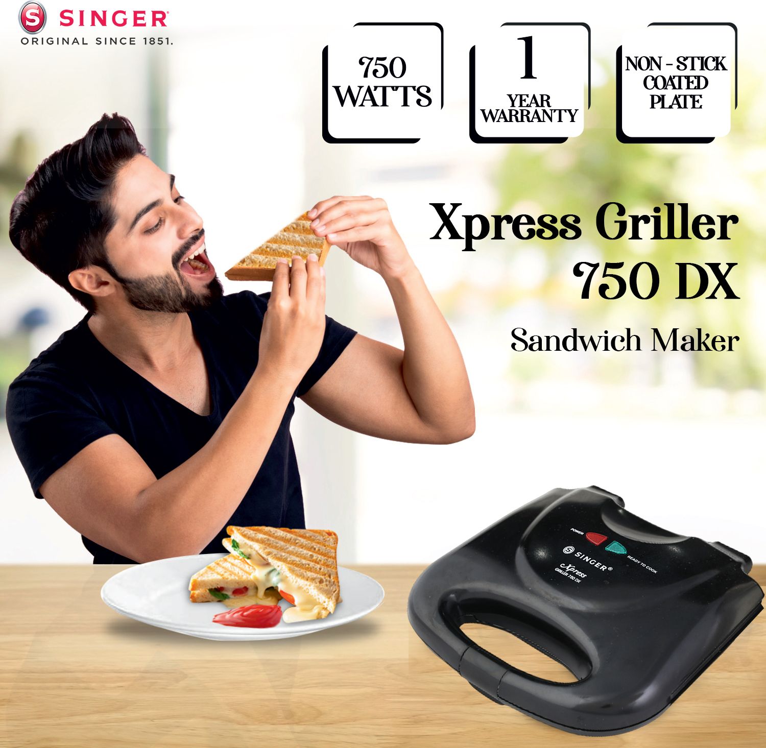 singer Xpress Griller+Cutie DX 1350 W Pop Up Toaster-picture-0