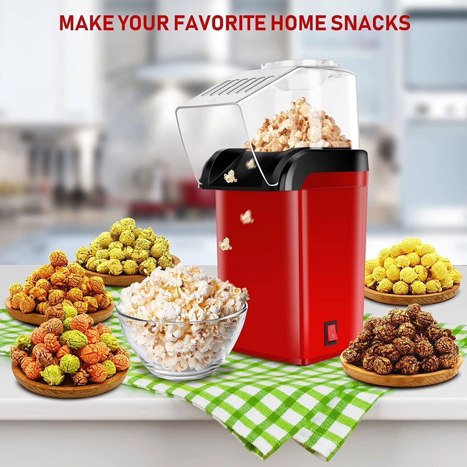 Hot Air Popcorn Maker with Oil-Free Operation & Butter Healthy & Delicious Snack for Kids, Adults Great for Holding Parties in Home 300 g Popcorn Maker