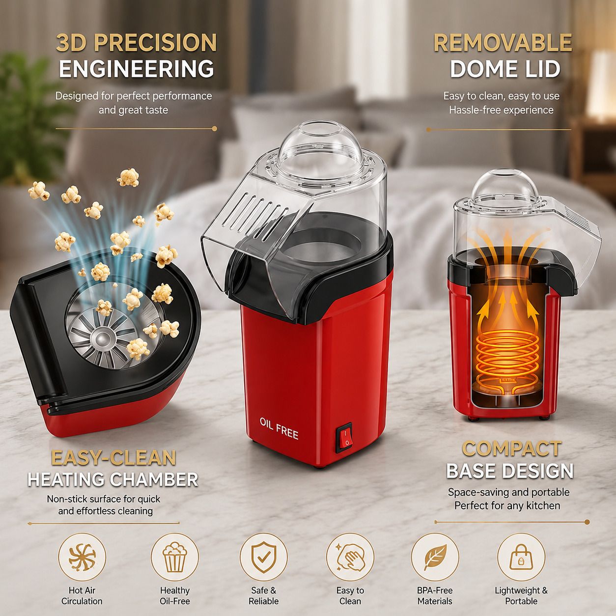 Oil Free Popcorn Maker for Home Use Oil Free Popcorn Maker for Home Use 2 L Popcorn Maker-image-31
