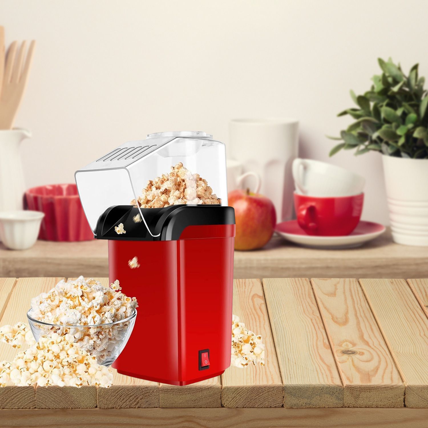 totu POPCORN MAKER 1200 W Hot Air Popcorn Electric Maker 300g Popcorn Maker (Red) A28 300 g Popcorn Maker-picture-42