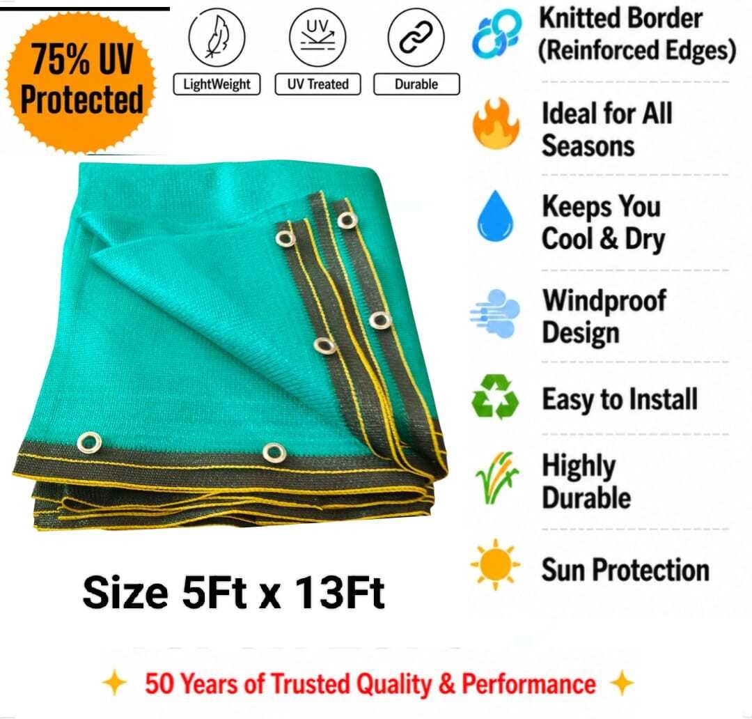 Green Shade Net(5ft x 13ft) 75% Sunblock for Garden,Balcony&Outdoor Portable Green House-image-38